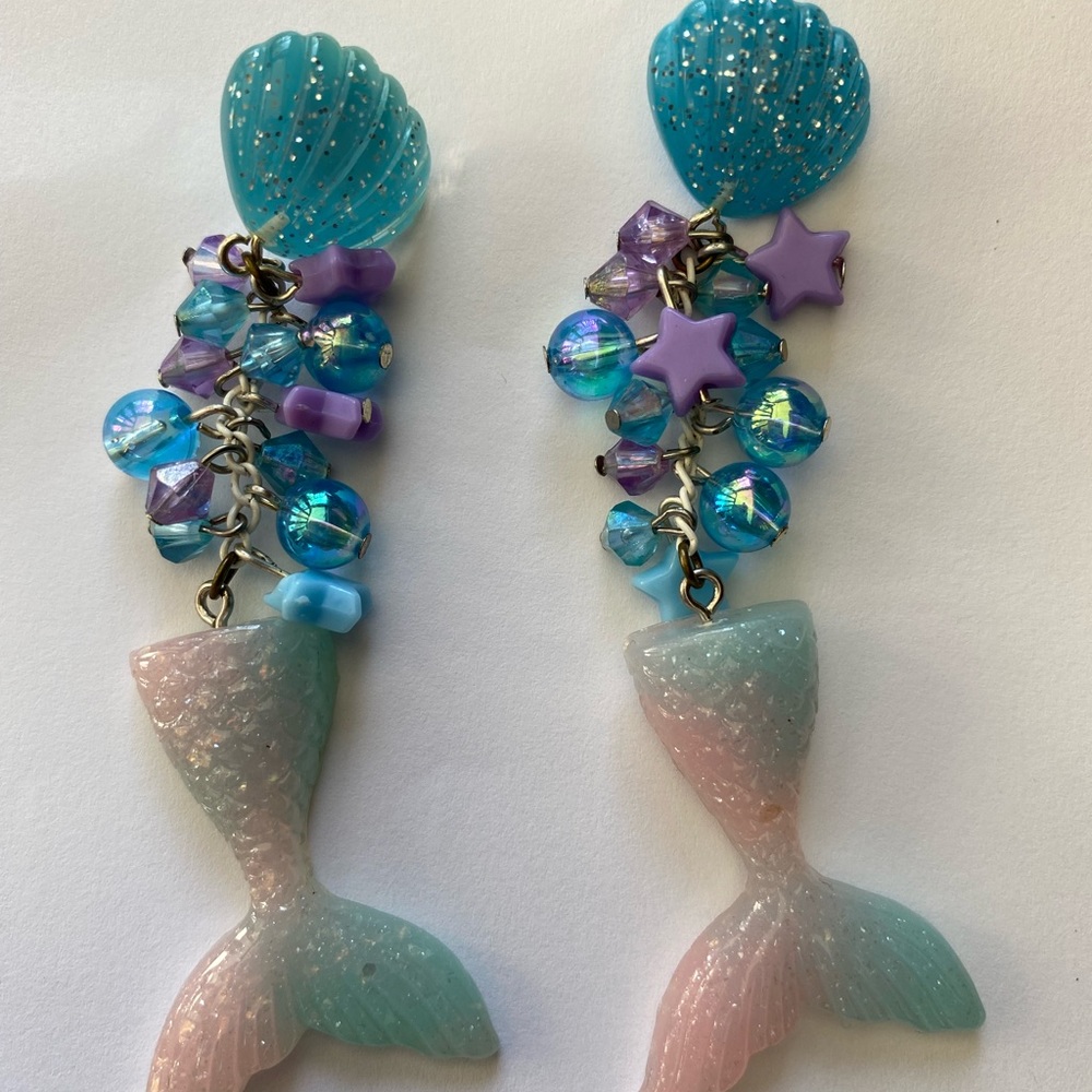 Mermaid tail ombre bubble bead earrings purple
